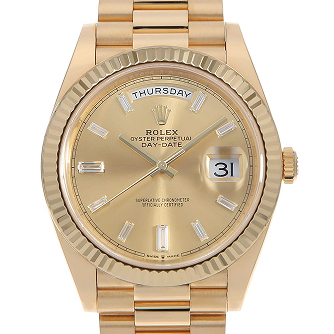 Rolex Day Date 40 10P Baguette Diamond 228238A Champagne